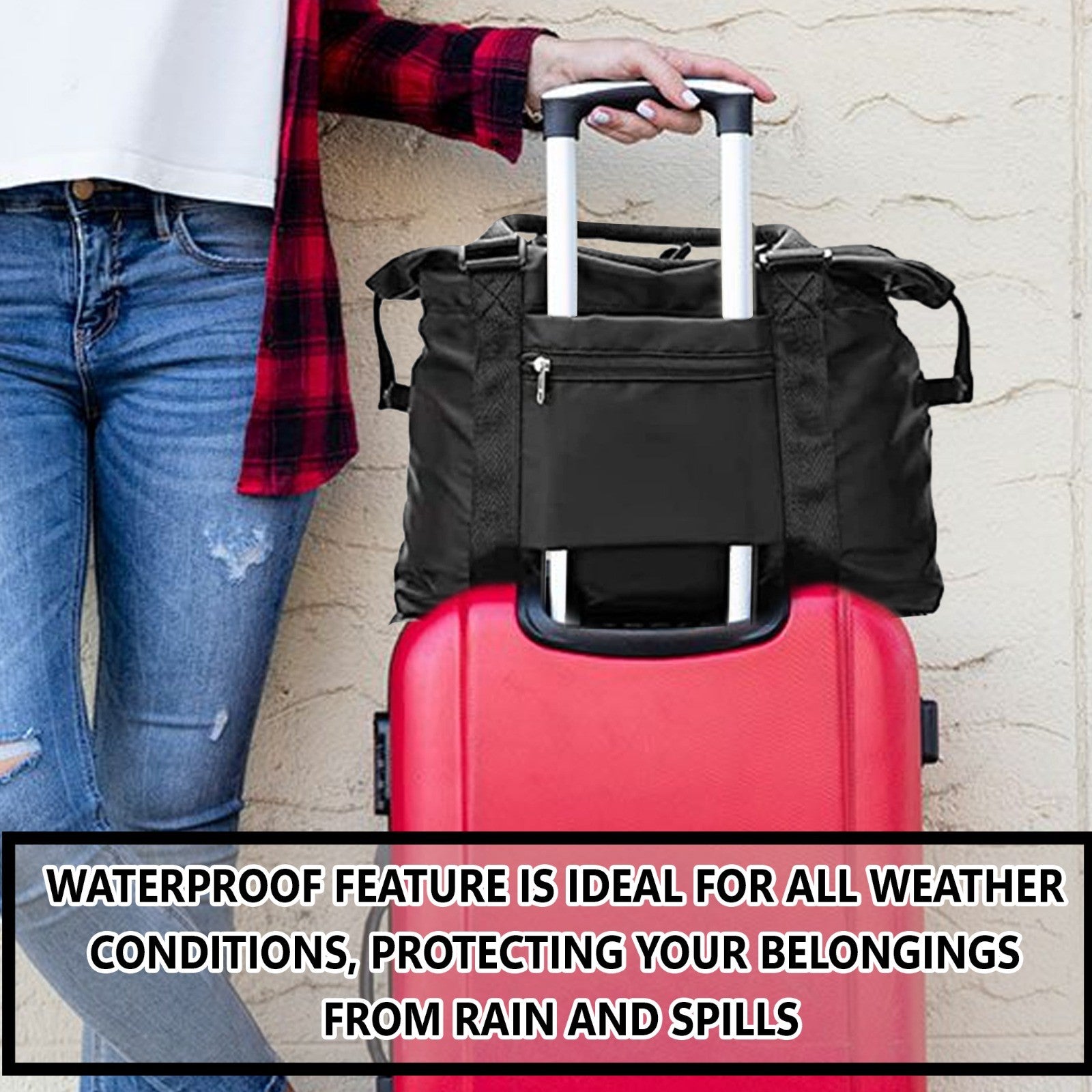 Large Capacity Duffel Travel Bag for Women and Men with Shoulder Strap – Lightweight Foldable Weekender Gym Bag Carry-On for Airplane – Includes Free Bonus Tote Bag in Assorted Colors