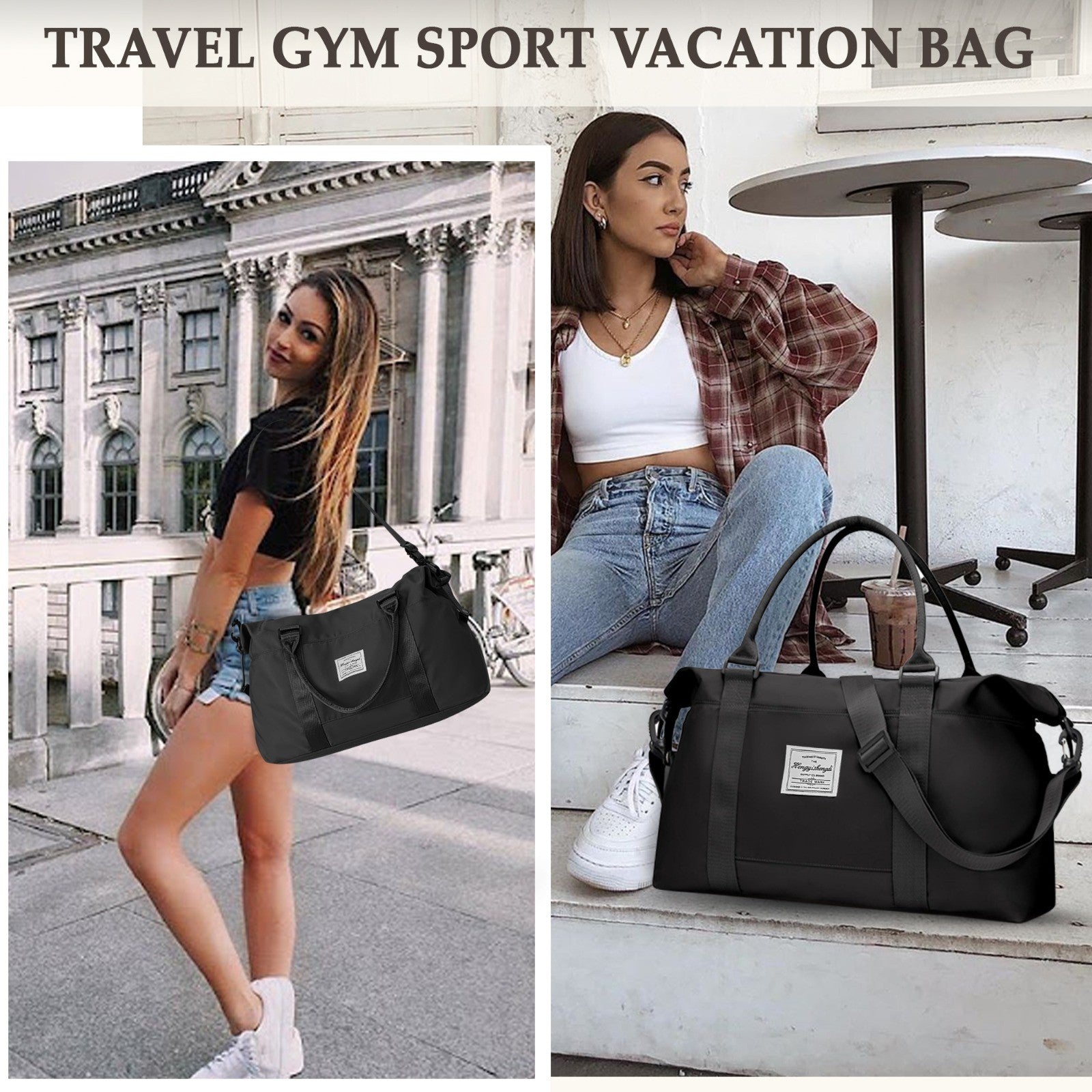 Large Capacity Duffel Travel Bag for Women and Men with Shoulder Strap – Lightweight Foldable Weekender Gym Bag Carry-On for Airplane – Includes Free Bonus Tote Bag in Assorted Colors