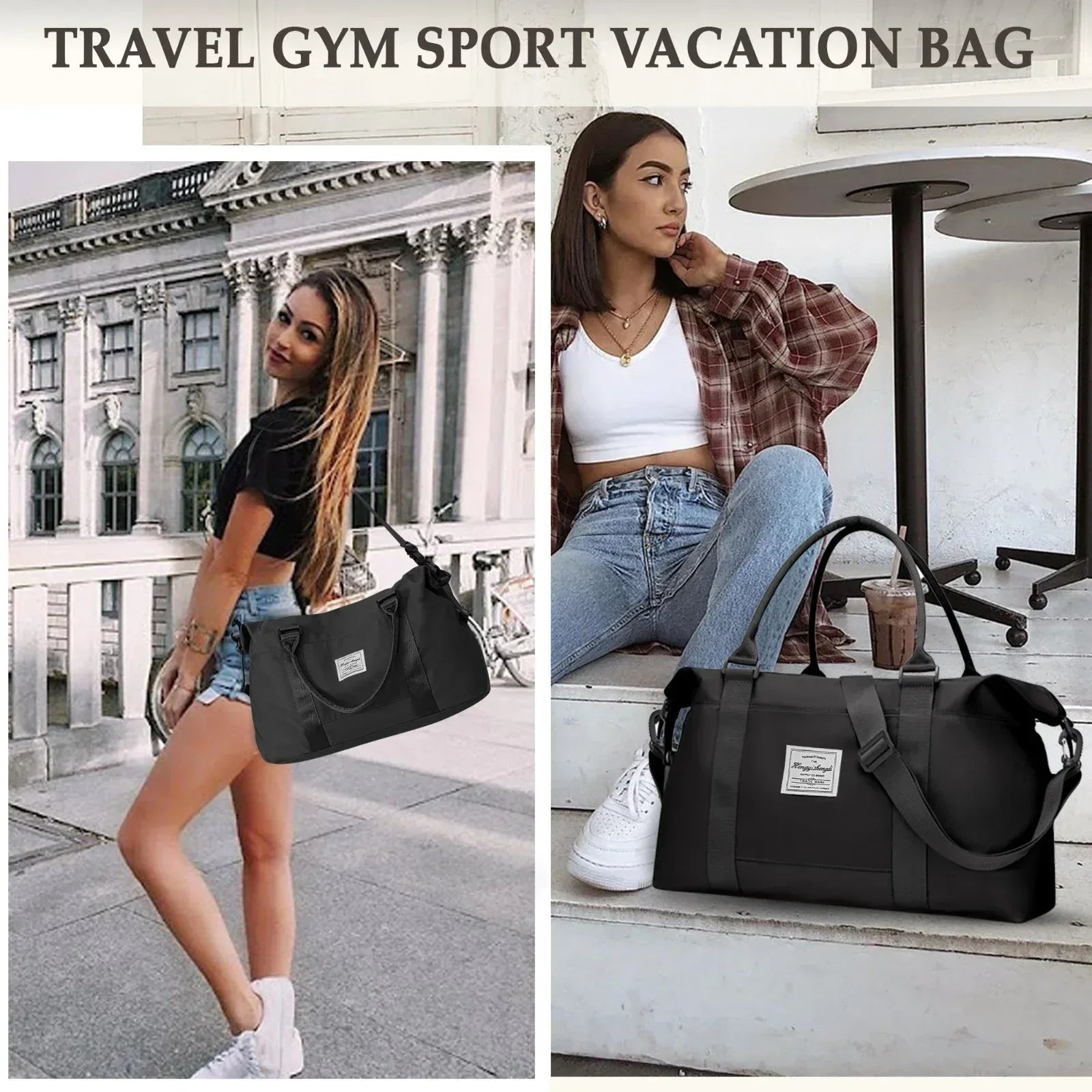 Large Capacity Duffel Travel Bag for Women and Men with Shoulder Strap – Lightweight Foldable Weekender Gym Bag Carry-On for Airplane – Includes Free Bonus Tote Bag in Assorted Colors - Mode Blend