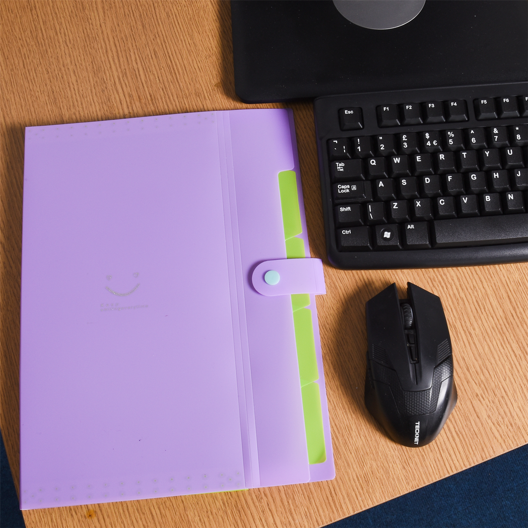 File Organiser 4 Compartment – A4 Document Folder Set | Waterproof & Tear-Resistant PP Material | Multi-Layer Storage for Office, School & Home | Pack of 4