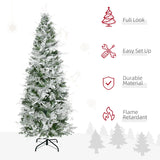 6ft Snow Flocked Artificial Christmas Tree – Slim Pencil Shape | Realistic Holiday Décor | Flame-Retardant PVC with Sturdy Metal Stand | Full & Fluffy Snowy Christmas Tree for Home, Office & Parties - Mode Blend
