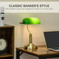 Antique Style Green Glass Banker's Desk Lamp – Brass Metal Base, Pull Chain Switch, Home & Office Lighting - Mode Blend