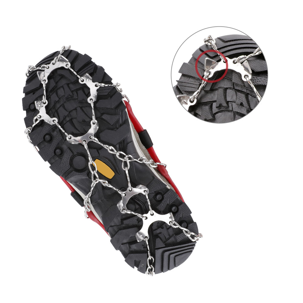 Ice Cleats Traction Snow Grips for Boots & Shoes 12 Stainless Steel Spikes, Anti-Slip, Adjustable, Anti-Freeze for Hiking, Walking, Mountaineering, Fishing (Unisex)