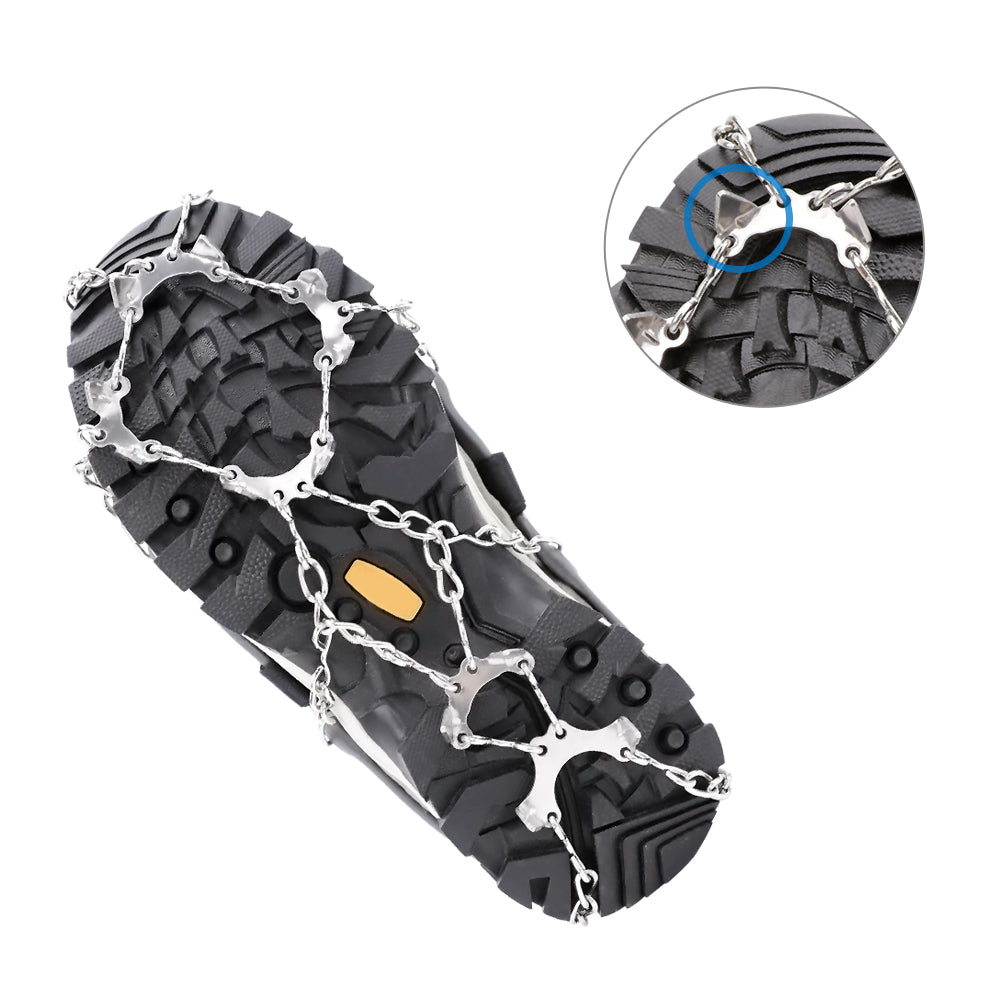 Ice Cleats Traction Snow Grips for Boots & Shoes 12 Stainless Steel Spikes, Anti-Slip, Adjustable, Anti-Freeze for Hiking, Walking, Mountaineering, Fishing (Unisex)