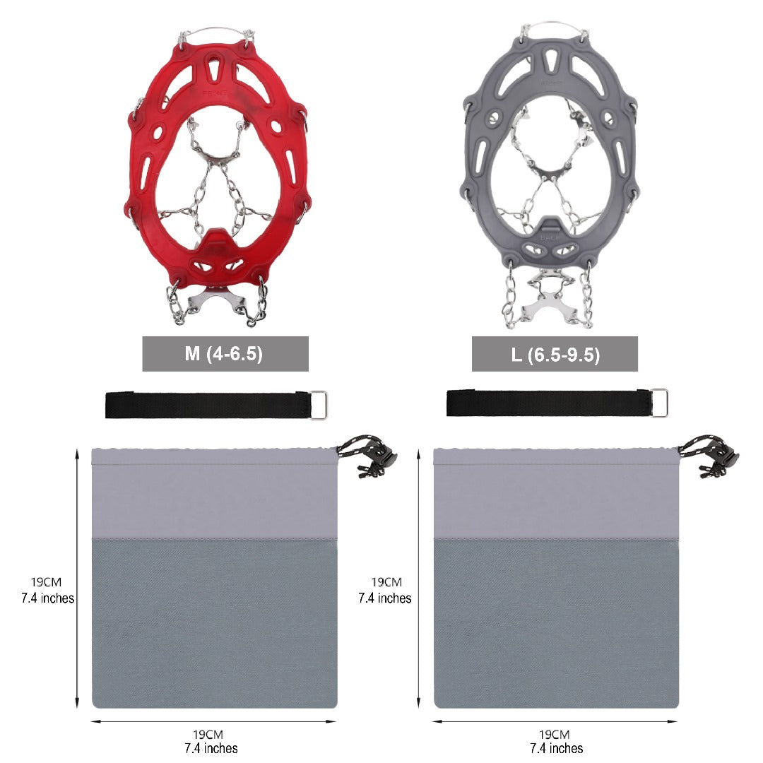 Ice Cleats Traction Snow Grips for Boots & Shoes 12 Stainless Steel Spikes, Anti-Slip, Adjustable, Anti-Freeze for Hiking, Walking, Mountaineering, Fishing (Unisex)