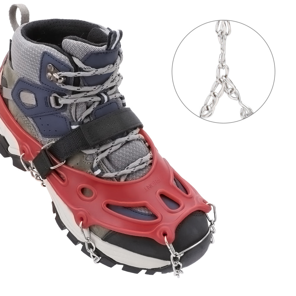 Ice Cleats Traction Snow Grips for Boots & Shoes 12 Stainless Steel Spikes, Anti-Slip, Adjustable, Anti-Freeze for Hiking, Walking, Mountaineering, Fishing (Unisex)