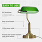 Antique Style Green Glass Banker's Desk Lamp – Brass Metal Base, Pull Chain Switch, Home & Office Lighting - Mode Blend