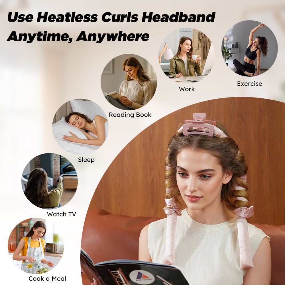 Satin Heatless Curling Set, Sponge Curling Rod Headband, No Heat Curlers for Long Hair, Women Heatless Curls, High Resilience Soft & Comfortable Sleep