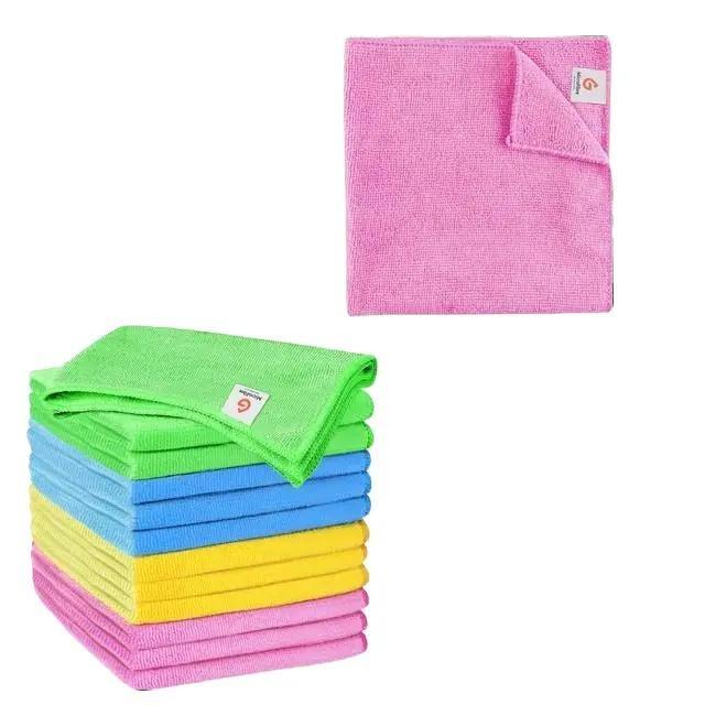 MODE BLEND Microfiber Cloth - Pack of 12 Ultra Soft Thick Highly Absorbent Lint Free Cleaning Cloths Reusable Cleaning Cloth Car Home All Surface 40x40cm (12 Pack Cloth With 2 Antibacterial Cleaning Surface Wipes)