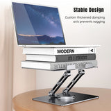Mode Blend Adjustable Laptop Stand with 360° Rotating Base, Ergonomic Foldable Computer Stand for Desk, Compatible with Laptops/Tablets 11-17.3 Inches, Black and Grey - Mode Blend