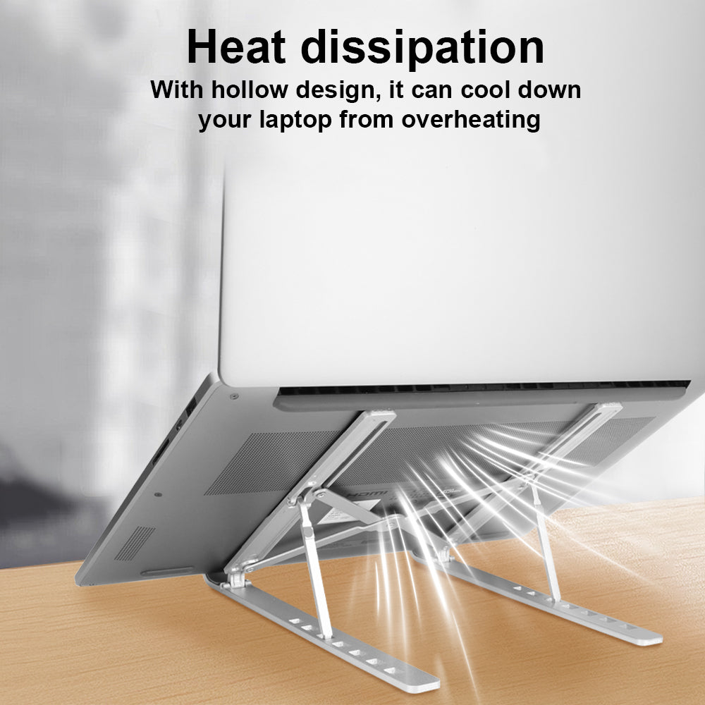 Mode Blend Laptop Stand Aluminum Alloy, Foldable & Lightweight, Adjustable 7 Angles (15°-45°), Ergonomic & Anti-Slip, Heat Dissipation, Supports 10"-15.6" Laptops up to 40 lbs, Perfect for Office, Home, Travel & Study