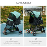 PawHut Dog Stroller for Small Dogs & Cats – Lightweight Pet Travel Carrier with Rain Cover, Safety Leash & Smooth Wheels – Foldable Pet Pram for Outdoor Walks (Light Green) - Mode Blend