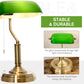 Antique Style Green Glass Banker's Desk Lamp – Brass Metal Base, Pull Chain Switch, Home & Office Lighting - Mode Blend