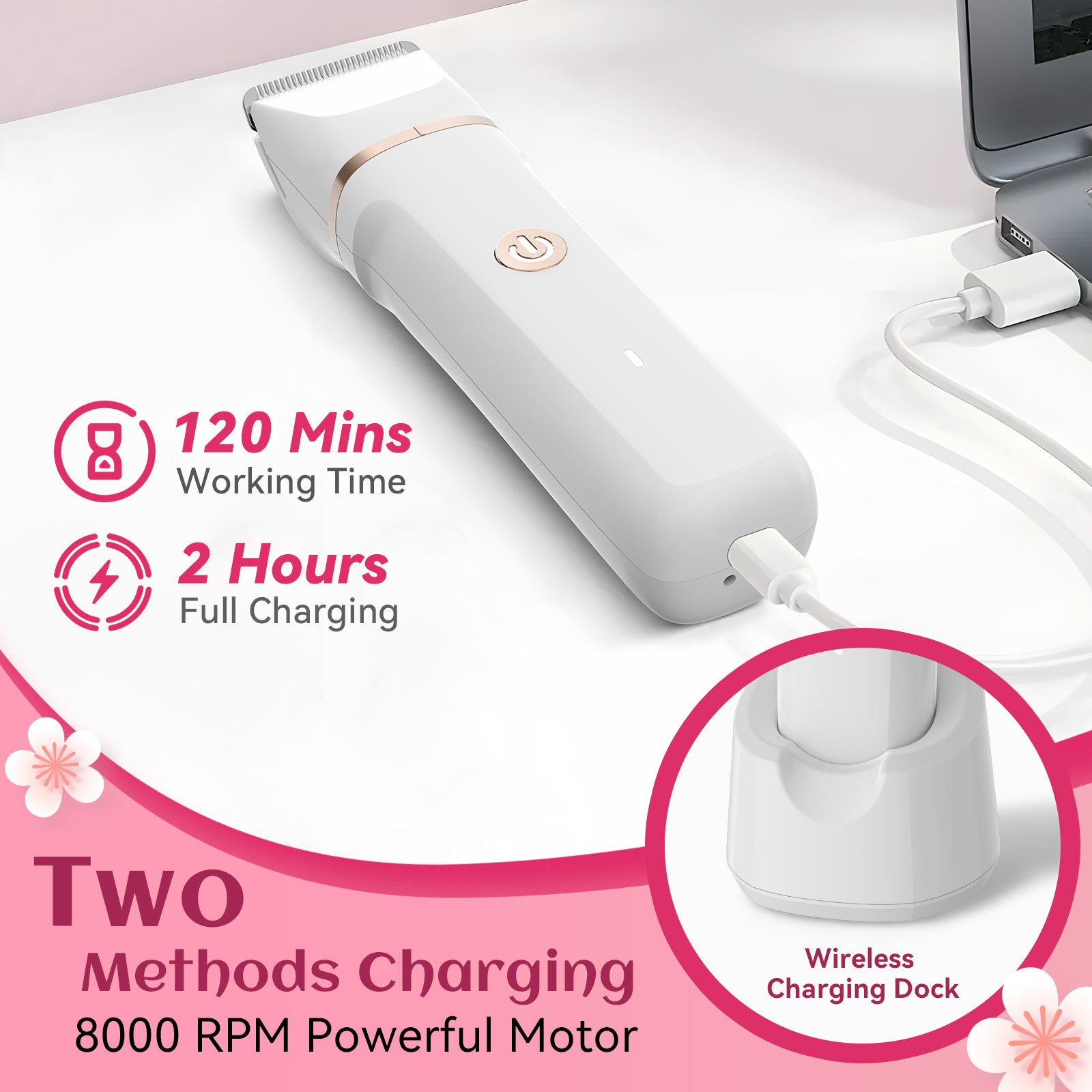 Mode Blend Waterproof Plastic Compact & Portable 4-in-1 Trimmer, Rechargeable, Fast Charging, Interchangeable Heads, Suitable for Women & Men, for Bikini, Pubic, Face, Nose, and Body Hair Removal