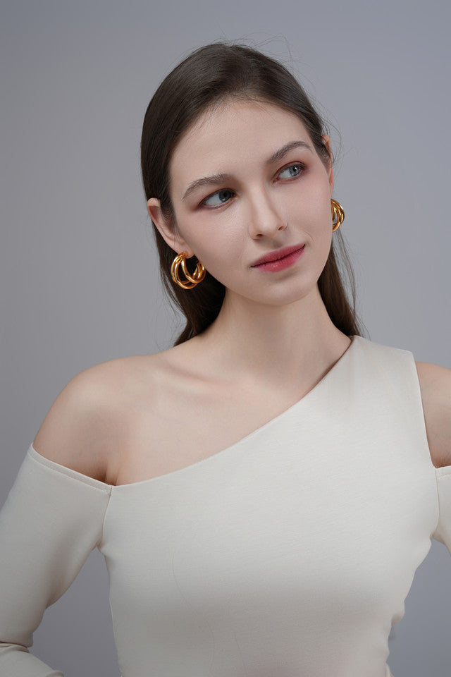 S925 Silver Needle Metal Triple Circle Earrings ,Elegant & Hypoallergenic Jewelry for Women