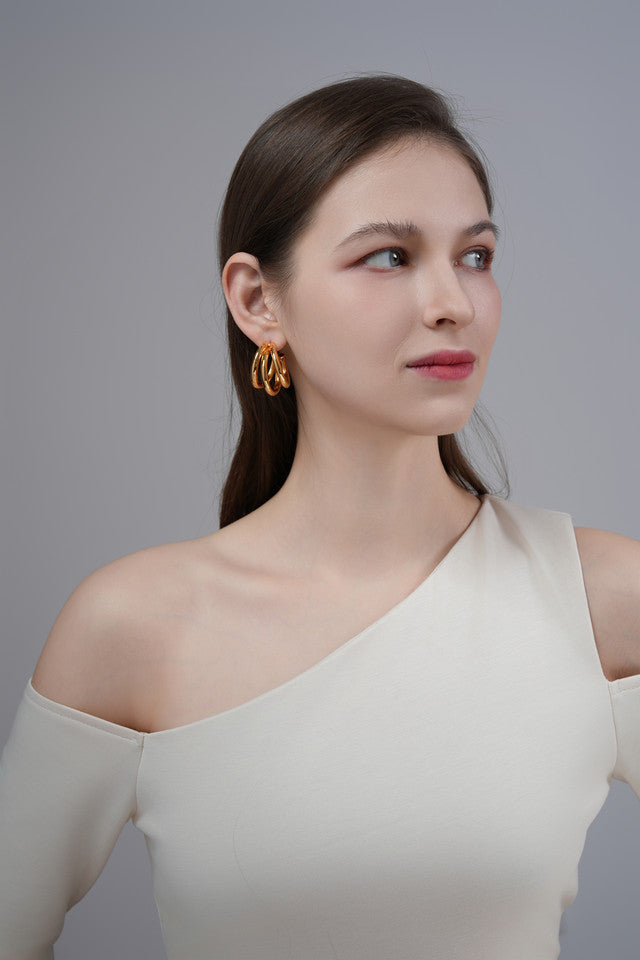 S925 Silver Needle Metal Triple Circle Earrings ,Elegant & Hypoallergenic Jewelry for Women