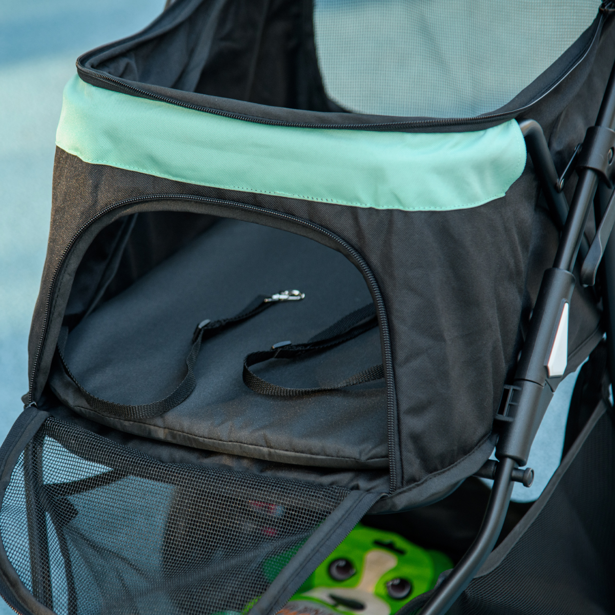 PawHut Dog Stroller for XS Dogs, S Dogs, Cats with Rain Cover Light Green