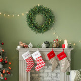 55CM Pre-lit Artificial Christmas Wreath 50 Warm White LEDs, Battery Powered, Indoor Festive Decoration - Mode Blend