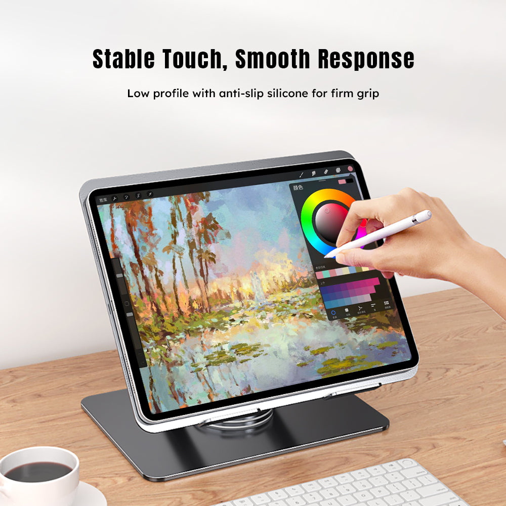 Mode Blend Adjustable Laptop Stand with 360° Rotating Base, Ergonomic Foldable Computer Stand for Desk, Compatible with Laptops/Tablets 11-17.3 Inches, Black and Grey - Mode Blend