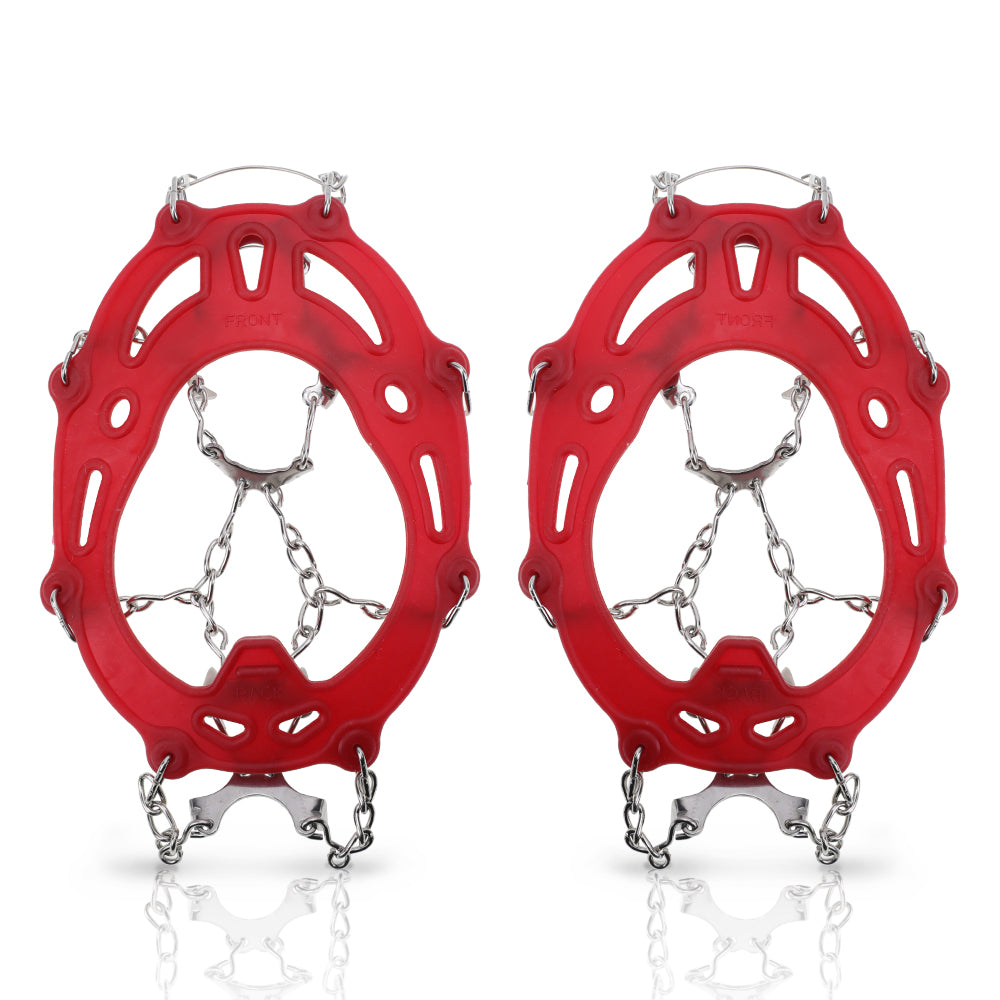 Ice Cleats Traction Snow Grips for Boots & Shoes 12 Stainless Steel Spikes, Anti-Slip, Adjustable, Anti-Freeze for Hiking, Walking, Mountaineering, Fishing (Unisex)