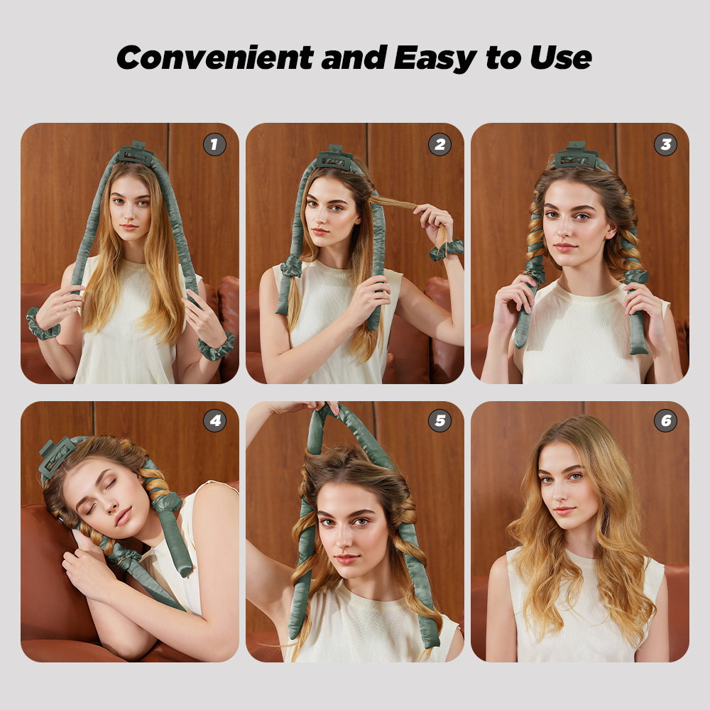 Satin Heatless Curling Set, Sponge Curling Rod Headband, No Heat Curlers for Long Hair, Women Heatless Curls, High Resilience Soft & Comfortable Sleep
