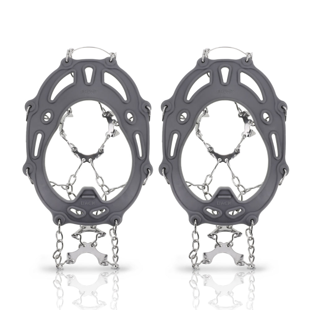 Ice Cleats Traction Snow Grips for Boots & Shoes 12 Stainless Steel Spikes, Anti-Slip, Adjustable, Anti-Freeze for Hiking, Walking, Mountaineering, Fishing (Unisex)