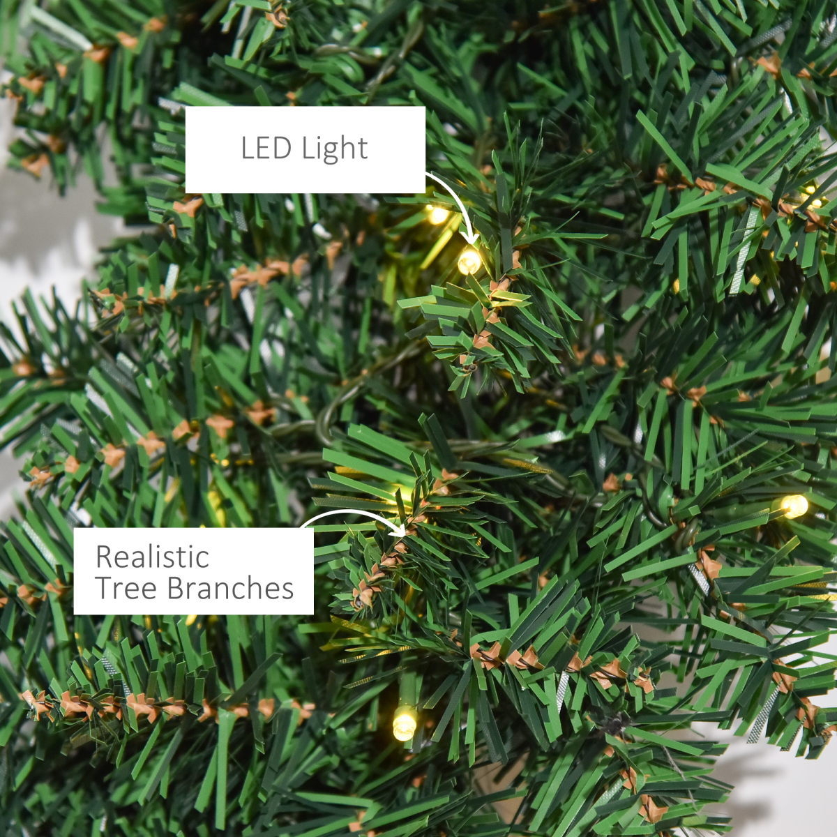 55CM Pre-lit Artificial Christmas Wreath 50 Warm White LEDs, Battery Powered, Indoor Festive Decoration