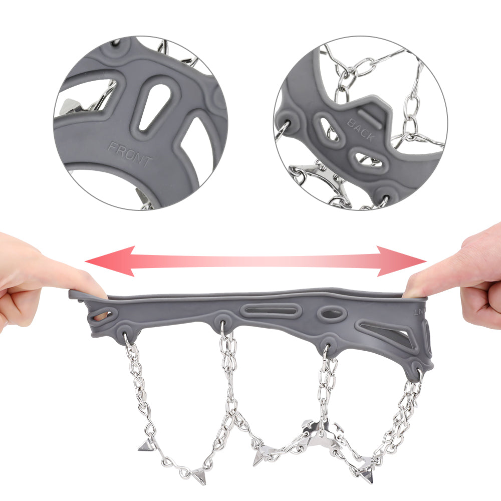 Ice Cleats Traction Snow Grips for Boots & Shoes 12 Stainless Steel Spikes, Anti-Slip, Adjustable, Anti-Freeze for Hiking, Walking, Mountaineering, Fishing (Unisex)