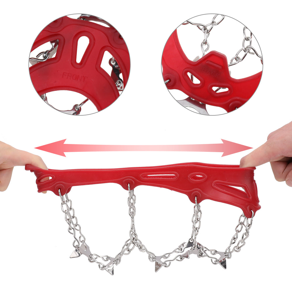 Ice Cleats Traction Snow Grips for Boots & Shoes 12 Stainless Steel Spikes, Anti-Slip, Adjustable, Anti-Freeze for Hiking, Walking, Mountaineering, Fishing (Unisex)