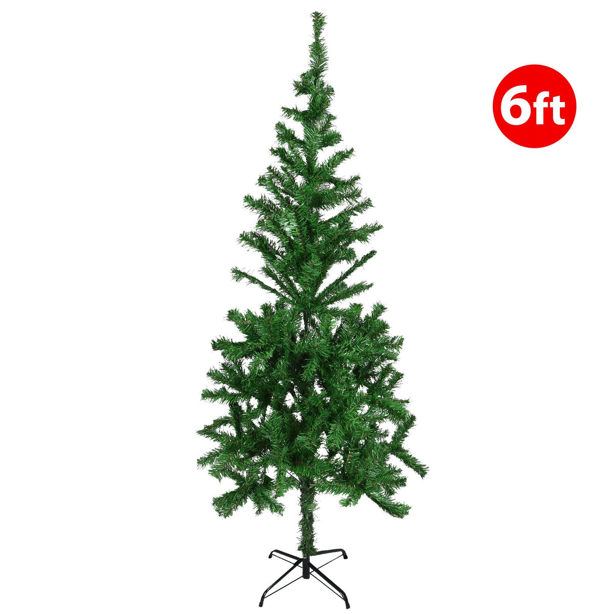 6ft Artificial Christmas Tree Realistic Indoor Holiday Decor with Sturdy Metal Stand
