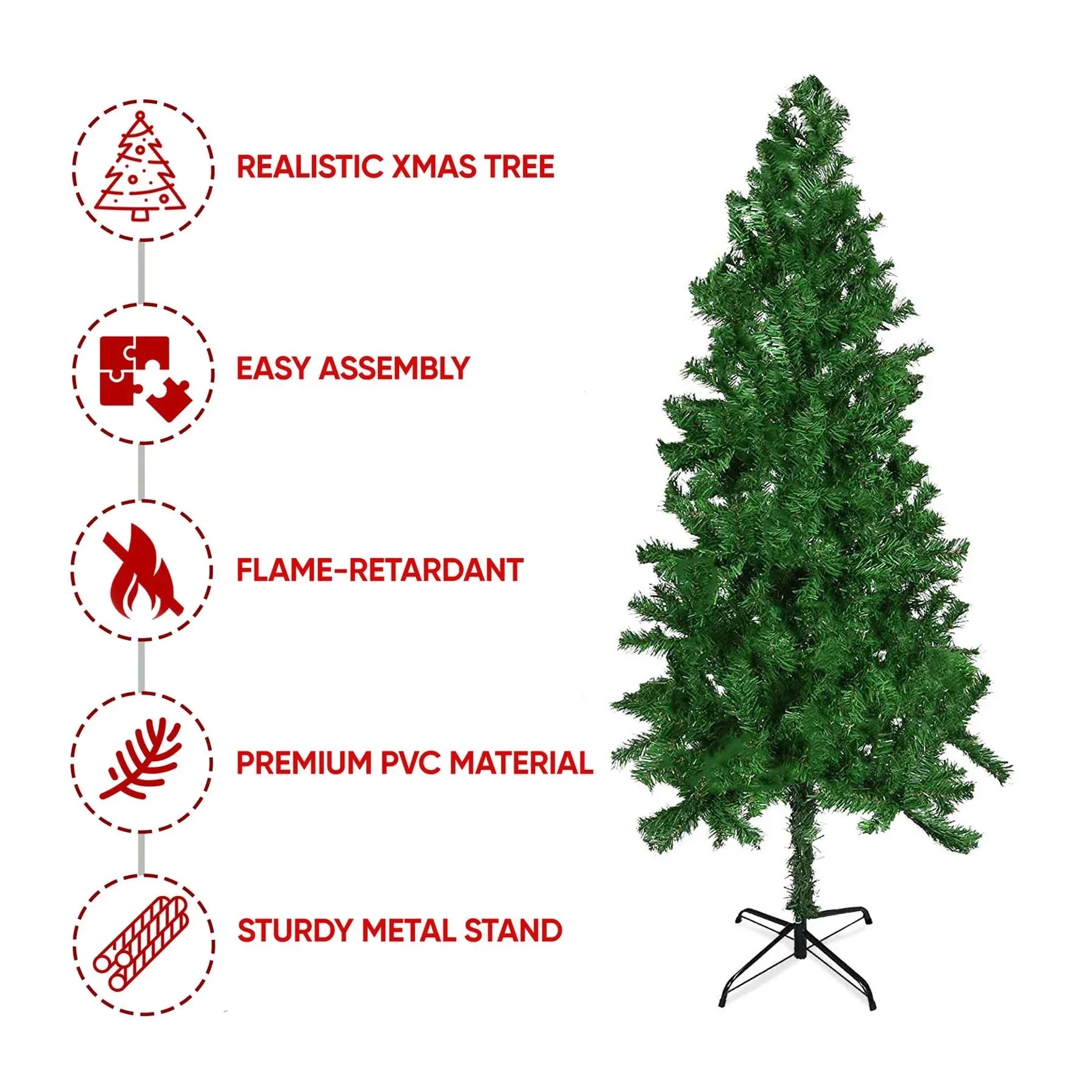 6ft Artificial Christmas Tree – Full & Realistic Branches, Easy Assembly Holiday Tree for Indoor Home Décor, With Sturdy Metal Stand - Mode Blend
