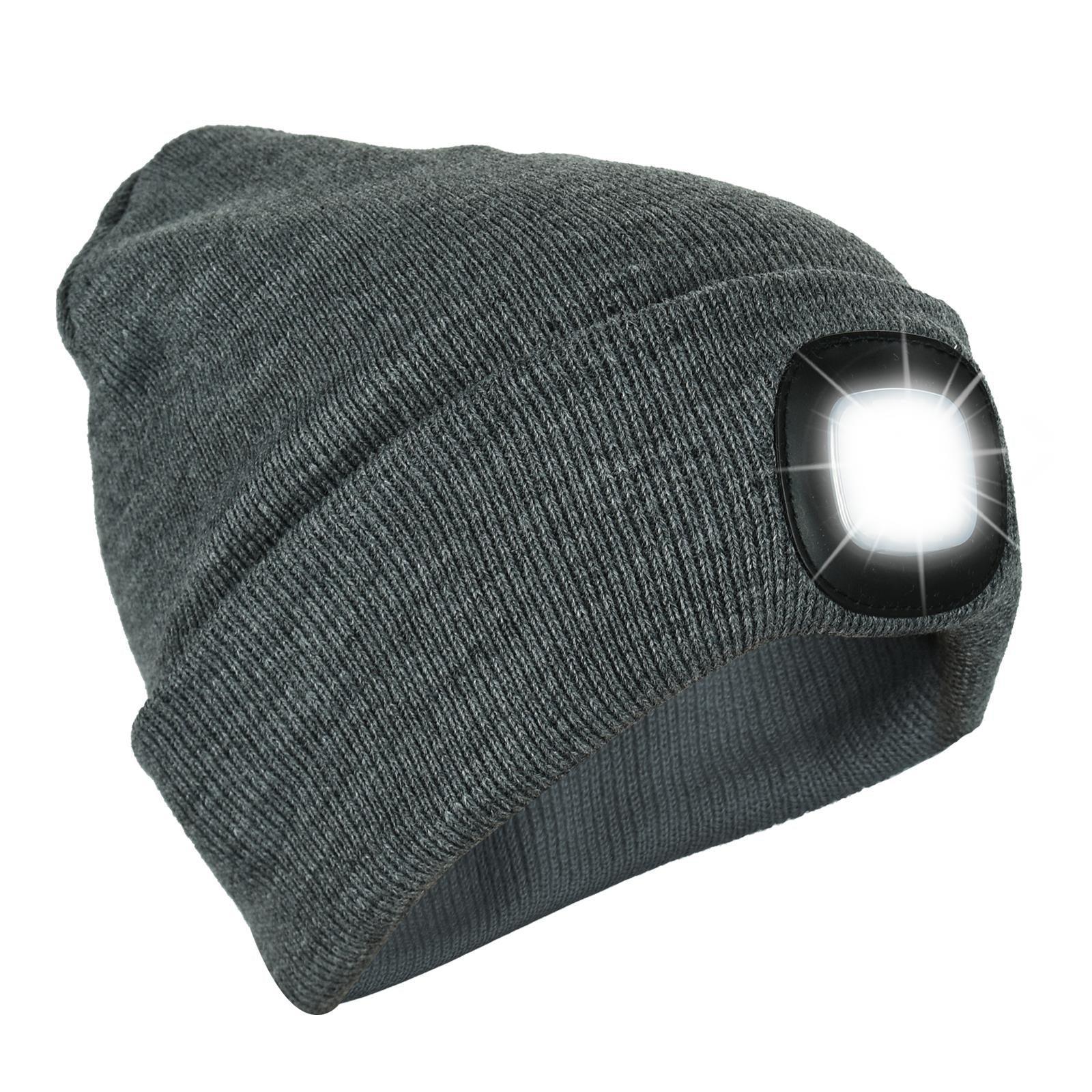 Knit Beanie Hat with 4 LED Headlamp – Rechargeable Winter Lighted Cap for Outdoor Camping, Hunting, Fishing, Cycling & Night Work - Mode Blend