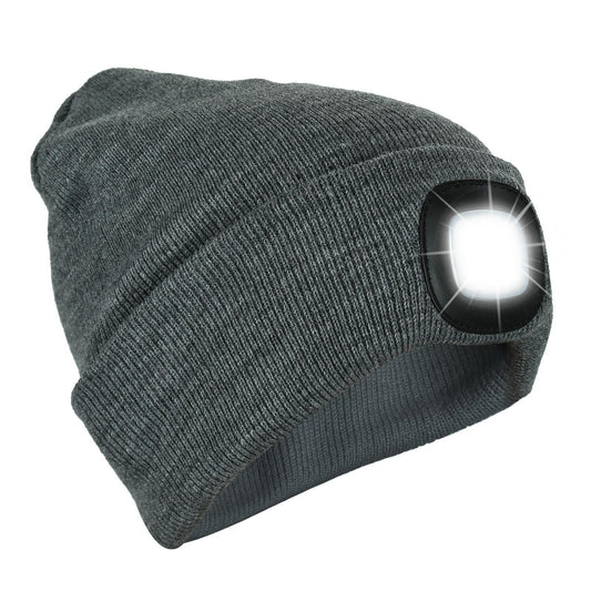 Knit Beanie Hat with 4 LED Headlamp – Rechargeable Winter Lighted Cap for Outdoor Camping, Hunting, Fishing, Cycling & Night Work - Mode Blend