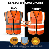 High Visibility Reflective Safety Vest, Work Waistcoat with Reflective Tape Strips for Road Construction & Safety Use - Mode Blend