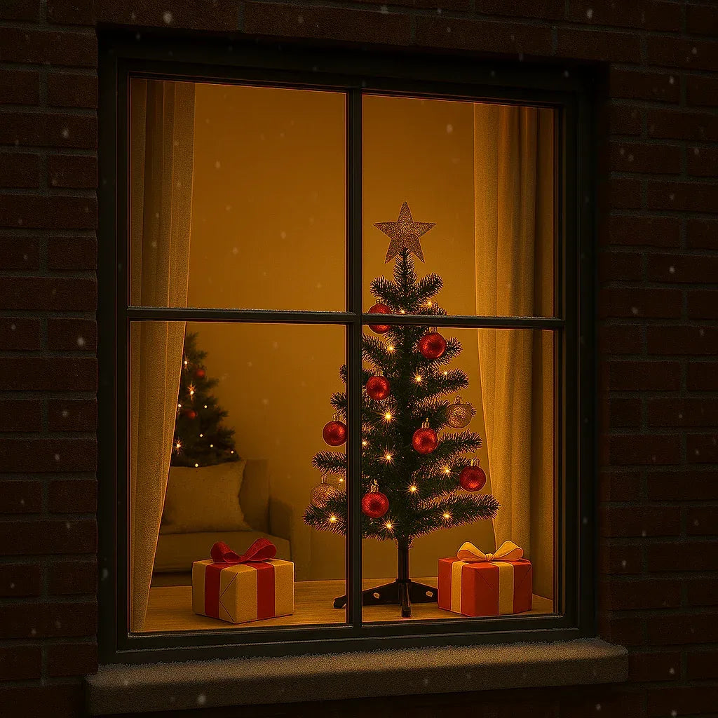 2ft Artificial Christmas Tree with Metal Stand – Compact Tabletop Holiday Xmas Decor for Home, Office & Indoor Festive Display - Mode Blend