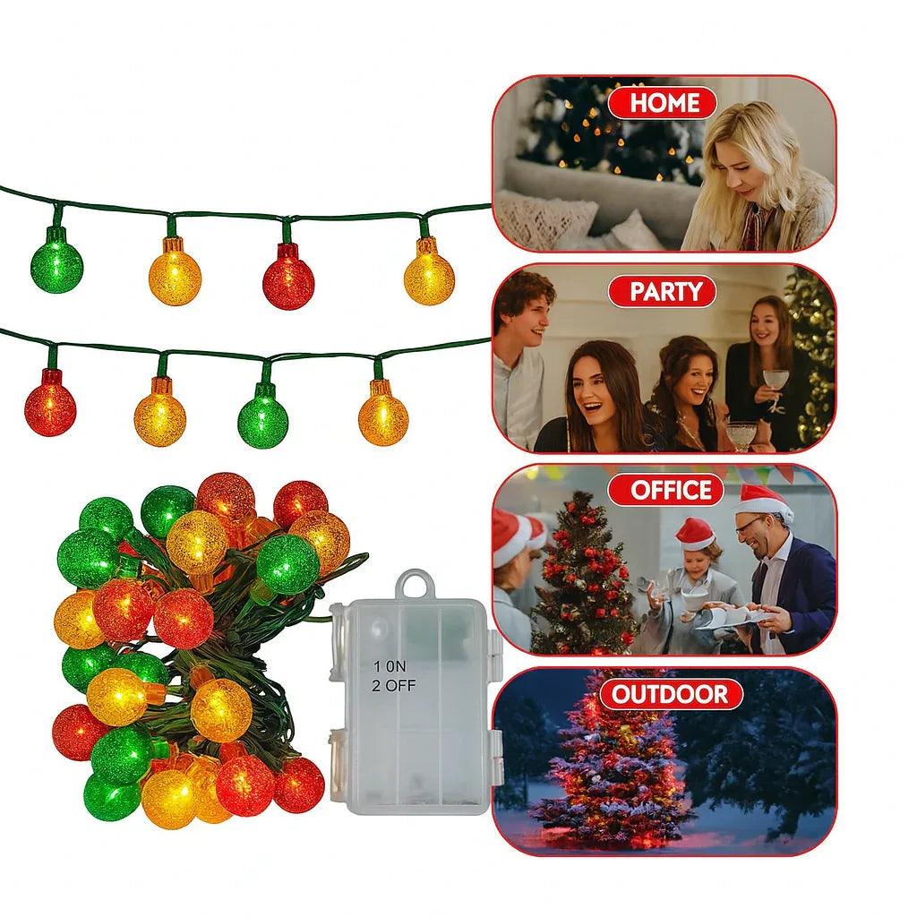 Globe Fairy String Lights 26ft – 60 Multicolour LED Bulbs, Waterproof, Battery Operated, 7 Lighting Modes for Indoor & Outdoor Decoration | Wedding, Diwali, Christmas, Party Decor - Mode Blend