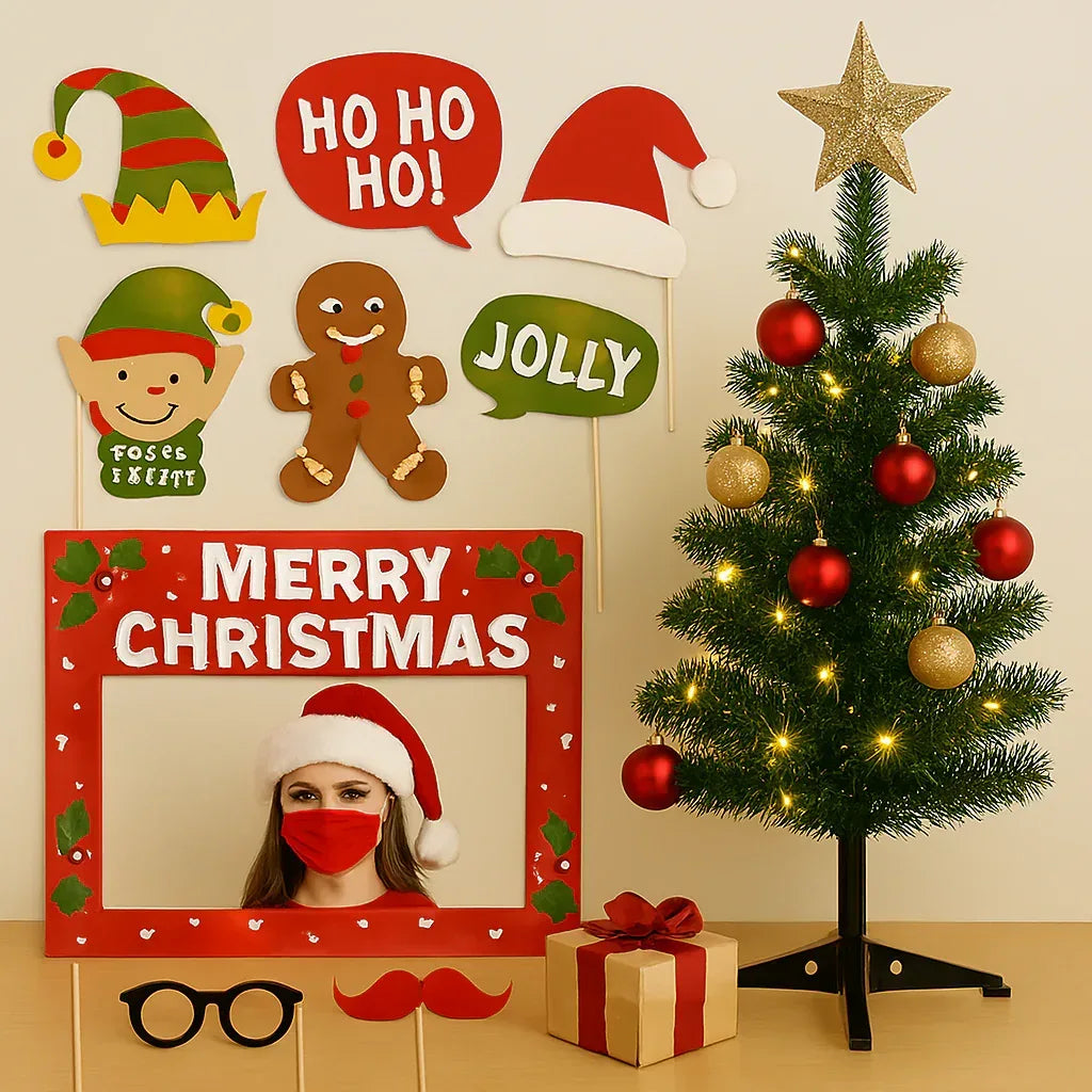 2ft Artificial Christmas Tree with Metal Stand – Compact Tabletop Holiday Xmas Decor for Home, Office & Indoor Festive Display - Mode Blend