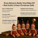 Elves Behavin’ Badly 5" Vinyl Baby Elf (Red Outfit) – 5-Pack of Christmas Decoration Dolls - Mode Blend
