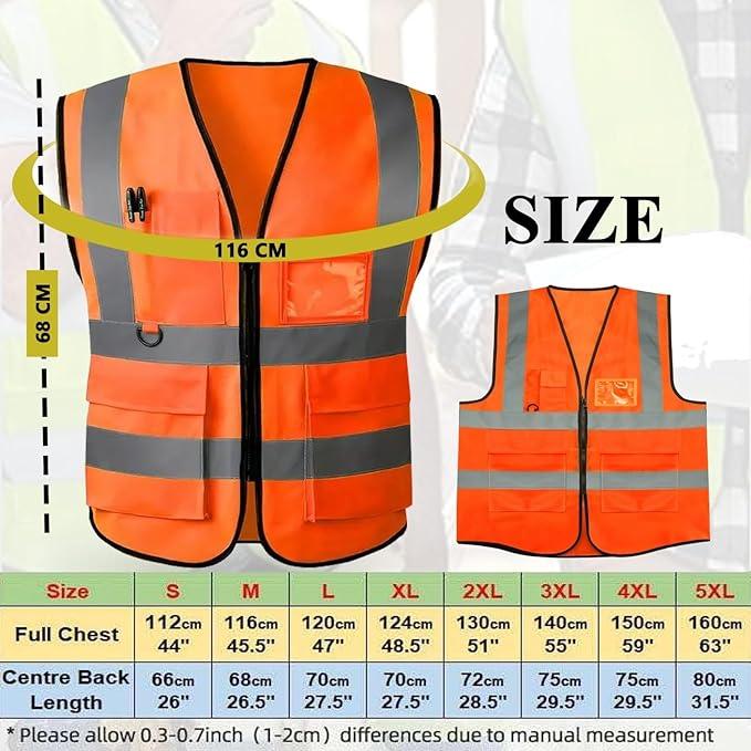 High Visibility Reflective Safety Vest, Work Waistcoat with Reflective Tape Strips for Road Construction & Safety Use - Mode Blend
