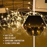 LED Copper Wire String Lights Mini 3AA Battery Operated/Powered Copper Wire LED Firefly Lights for Bedroom Decoration Wedding Home Christmas Parties Holiday (White, 5M - 50LED) [Energy Class A] - Mode Blend