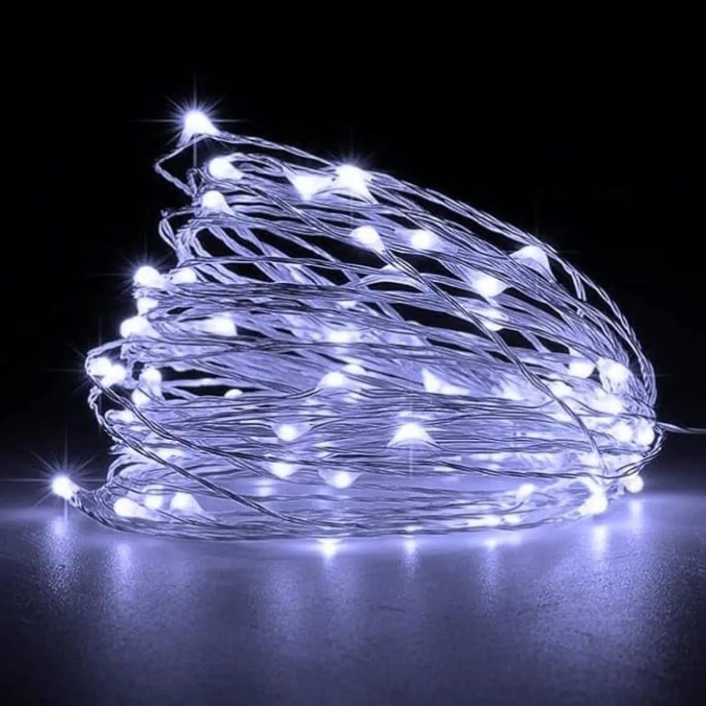 LED Copper Wire String Lights Mini 3AA Battery Operated/Powered Copper Wire LED Firefly Lights for Bedroom Decoration Wedding Home Christmas Parties Holiday (White, 5M - 50LED) [Energy Class A] - Mode Blend