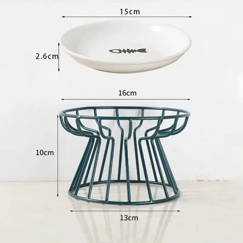 Mode Blend Pet Ceramic Bowl with Elevated Stand - Dog & Cat Feeding Dish, Snack Plate, Neck Protector, Nordic Style - Mode Blend