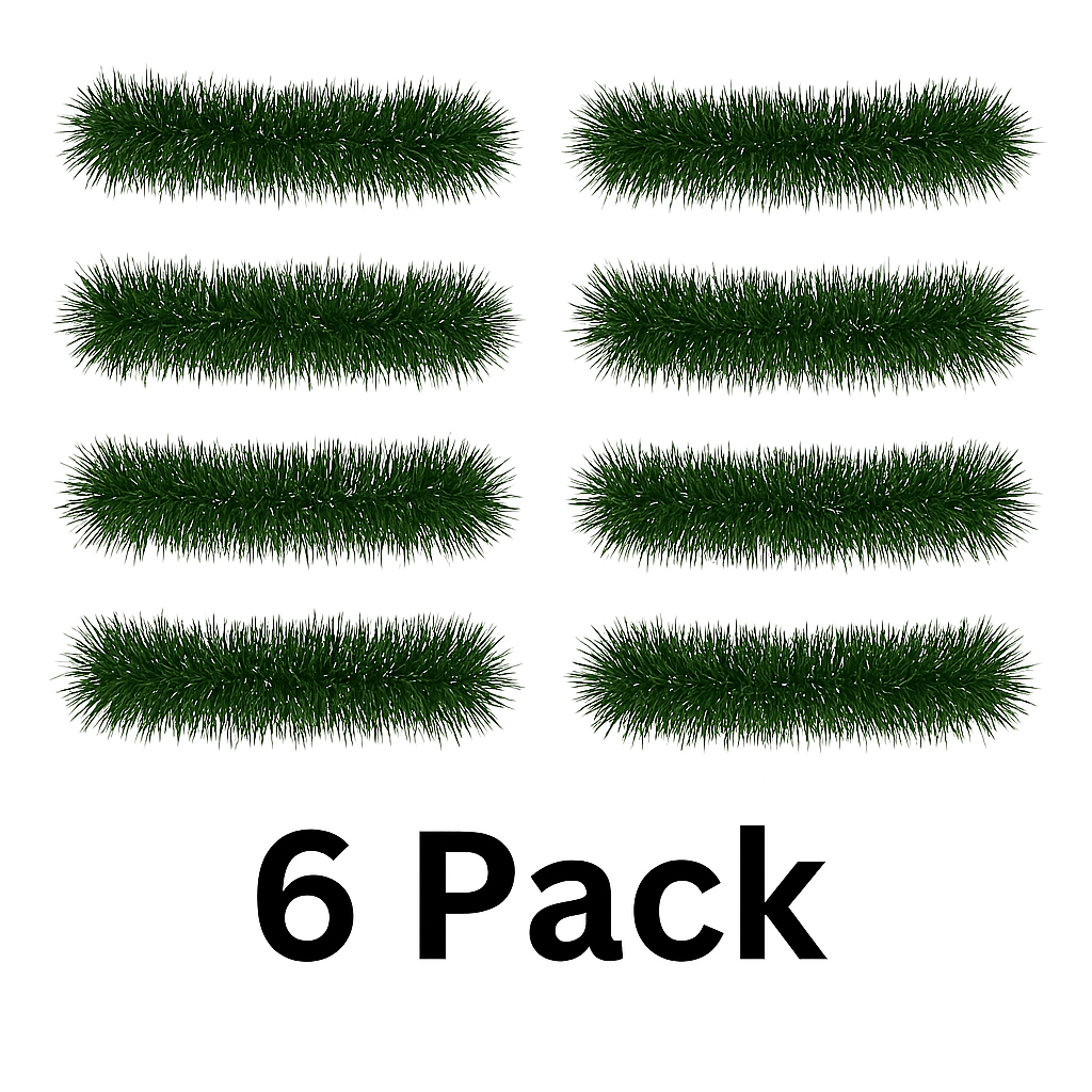 Snow-Tipped Green Christmas Tinsel – 2m Traditional 6-Ply Decoration