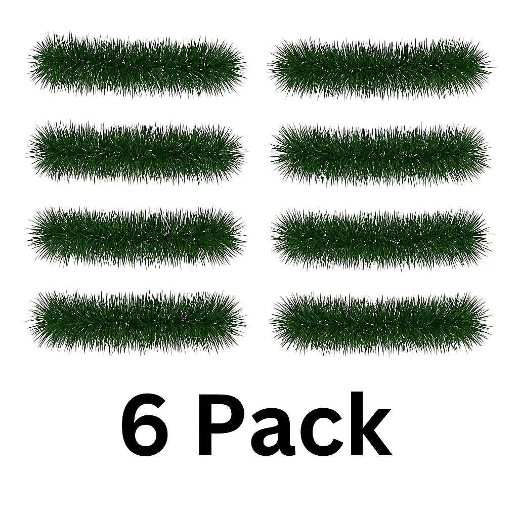 Snow-Tipped Green Christmas Tinsel – 2m | Classic 6-Ply Christmas Tree & Home Decoration - Mode Blend
