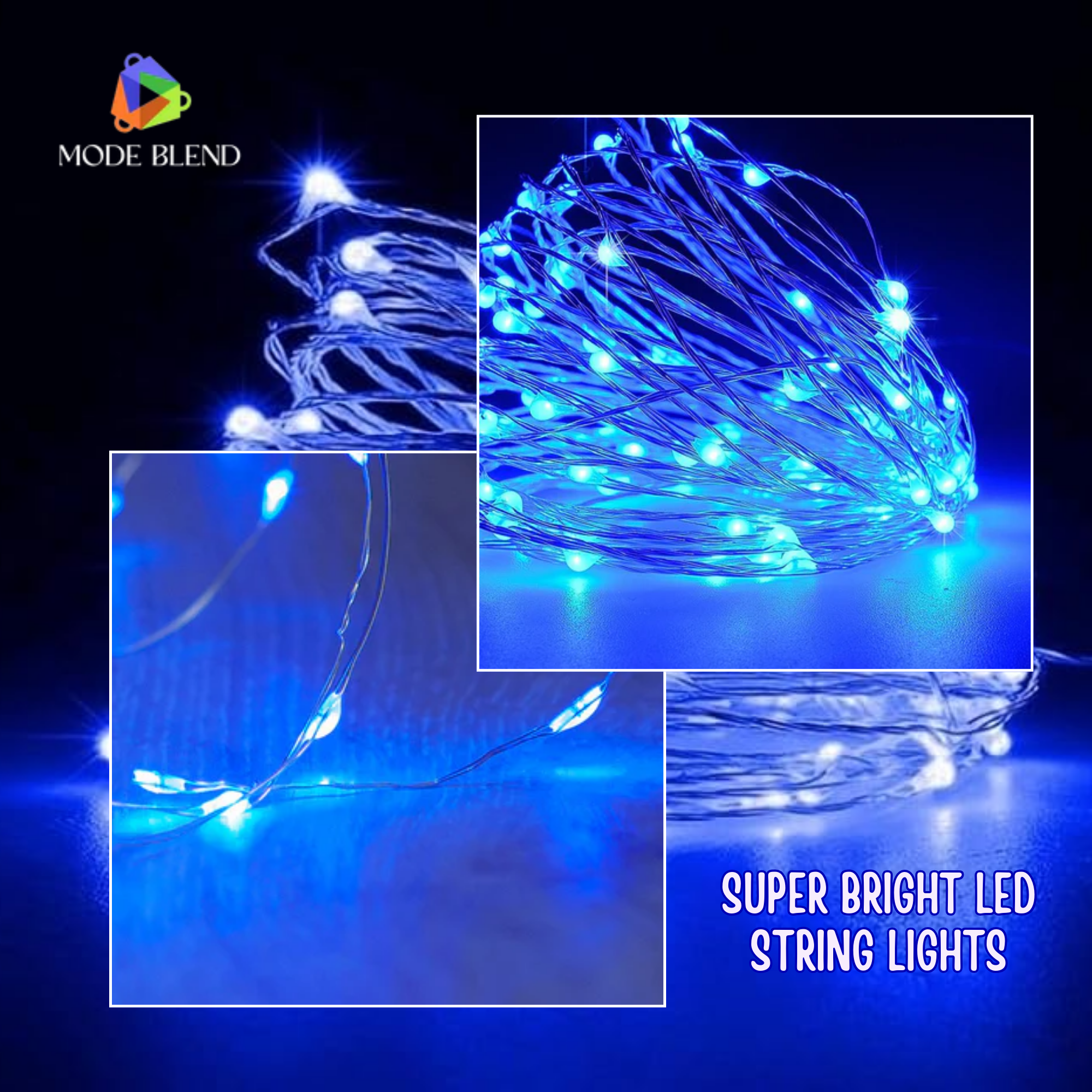 LED Fairy String Lights in Warm White, Blue, Red, Purple - Battery Operated