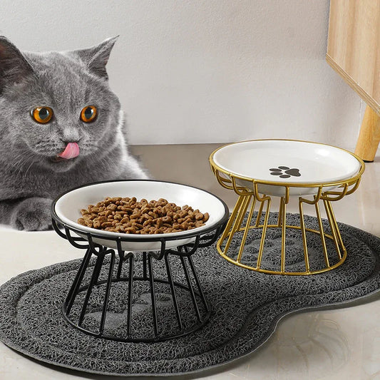 Mode Blend Pet Ceramic Bowl with Elevated Stand - Dog & Cat Feeding Dish, Snack Plate, Neck Protector, Nordic Style - Mode Blend