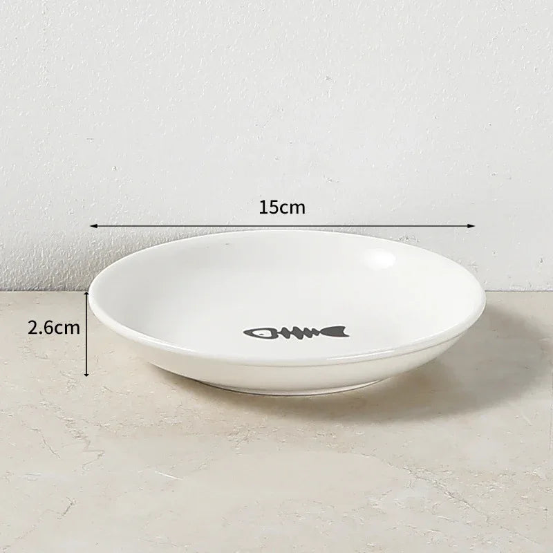 Mode Blend Pet Ceramic Bowl with Elevated Stand - Dog & Cat Feeding Dish, Snack Plate, Neck Protector, Nordic Style - Mode Blend