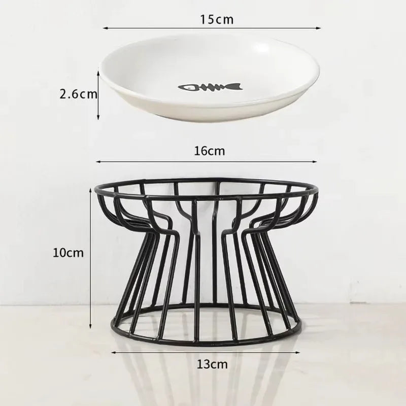 Mode Blend Pet Ceramic Bowl with Elevated Stand - Dog & Cat Feeding Dish, Snack Plate, Neck Protector, Nordic Style - Mode Blend