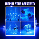 LED Copper Wire String Lights Mini 3AA Battery Operated/Powered Copper Wire LED Firefly Lights for Bedroom Decoration Wedding Home Christmas Parties Holiday (White, 5M - 50LED) [Energy Class A] - Mode Blend
