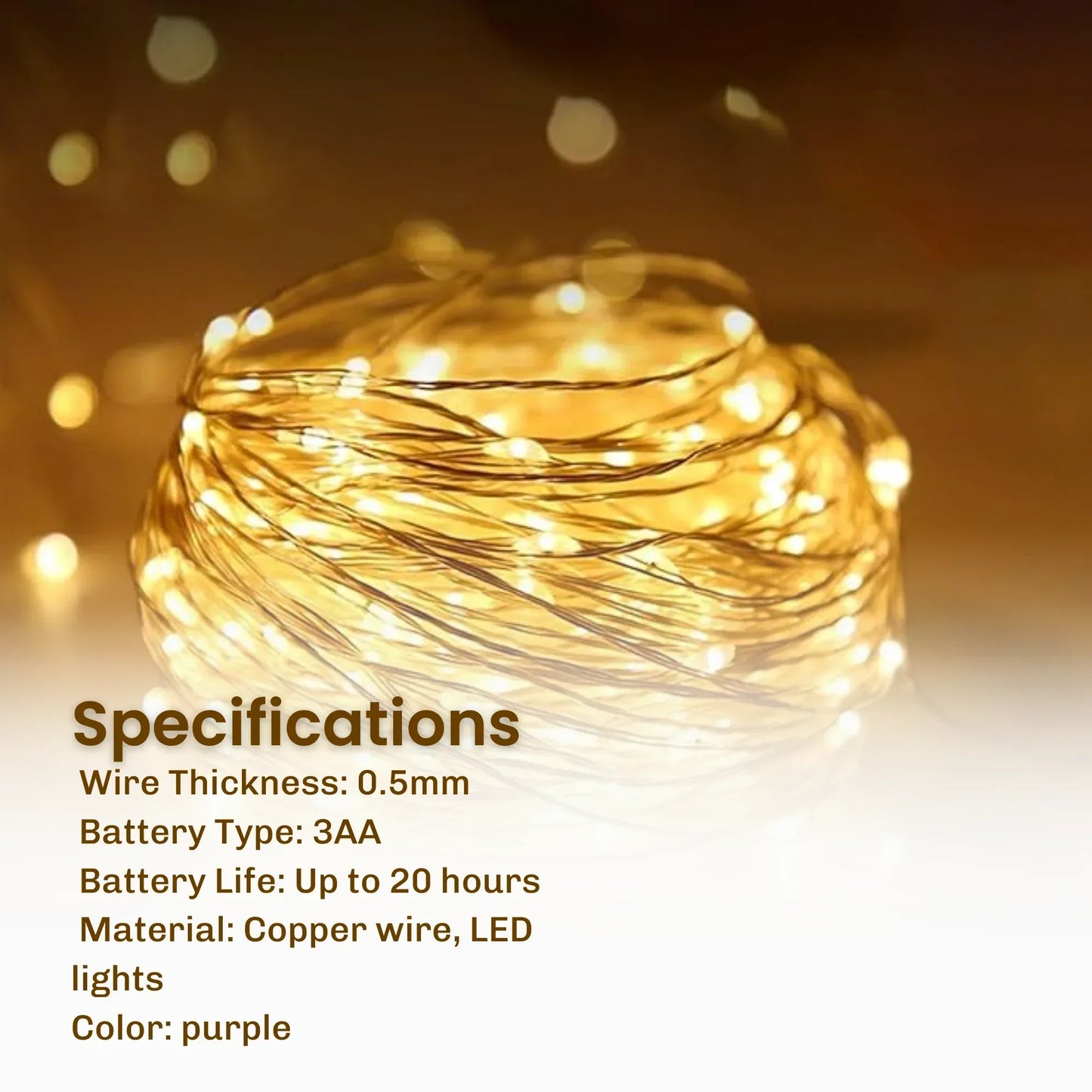 LED Copper Wire String Lights Mini 3AA Battery Operated/Powered Copper Wire LED Firefly Lights for Bedroom Decoration Wedding Home Christmas Parties Holiday (White, 5M - 50LED) [Energy Class A] - Mode Blend